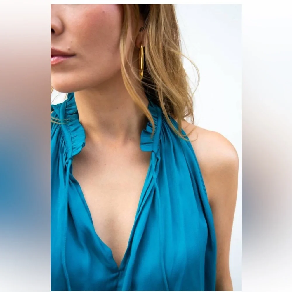 Current Air Cara Sleeveless Pleated Mini Dress Turquoise Size S - Picture 3 of 16